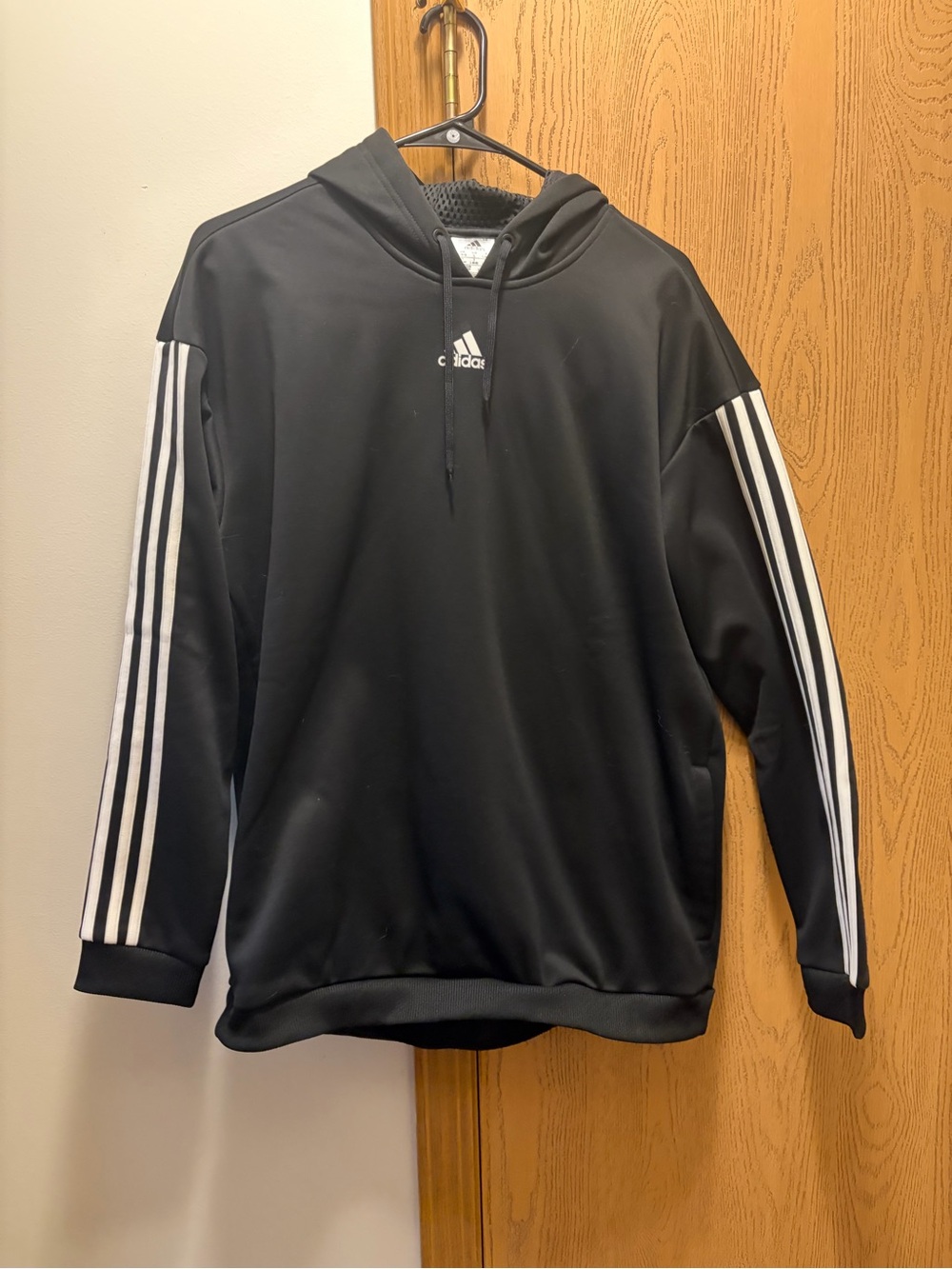 adidas Black Hoodie with White Three-Stripes